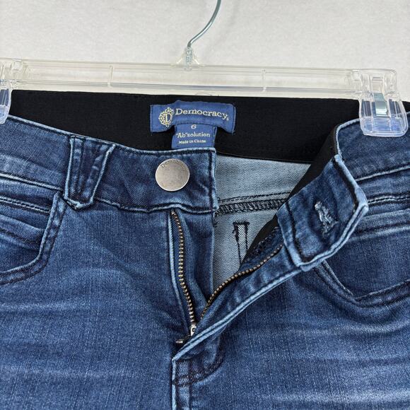 Democracy Ab Solution Ankle Jeans Size 6 Blue Skinny Distressed Stretch Denim - Picture 3 of 11